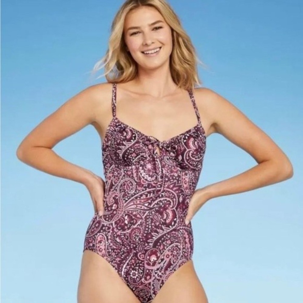 Kona Sol XS One-Piece Tie-Front Underwire Medium Coverage Swimsuit NEW!